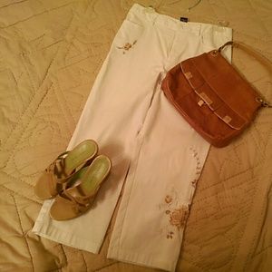 Rafaela white embellished capris